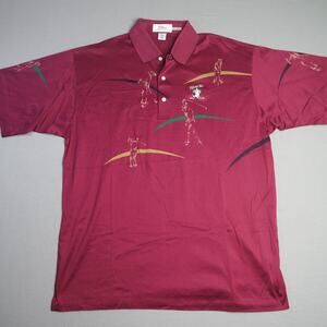 Vintage 90s Titleist by Corbin Polo Shirt Graphic All Over Falcons Fire Men’s XL